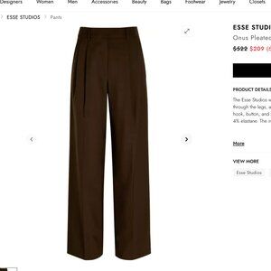 Esse Onus Pleated Wide-Leg Trousers - AU 8